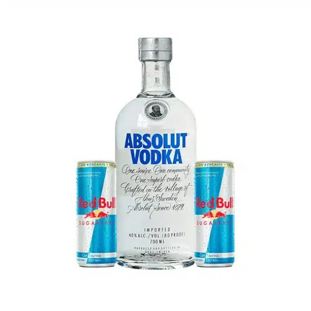 VODKA ABSOLUT 750ml + RED BULL SUGAR FREE X 2 Latas de 250ml
