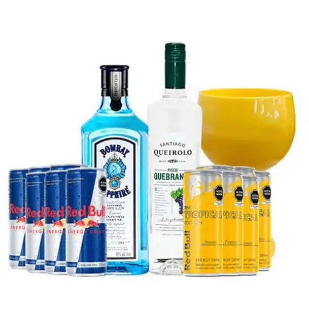 Promoción Gin Bombay + Pisco Queirolo + Red Bull