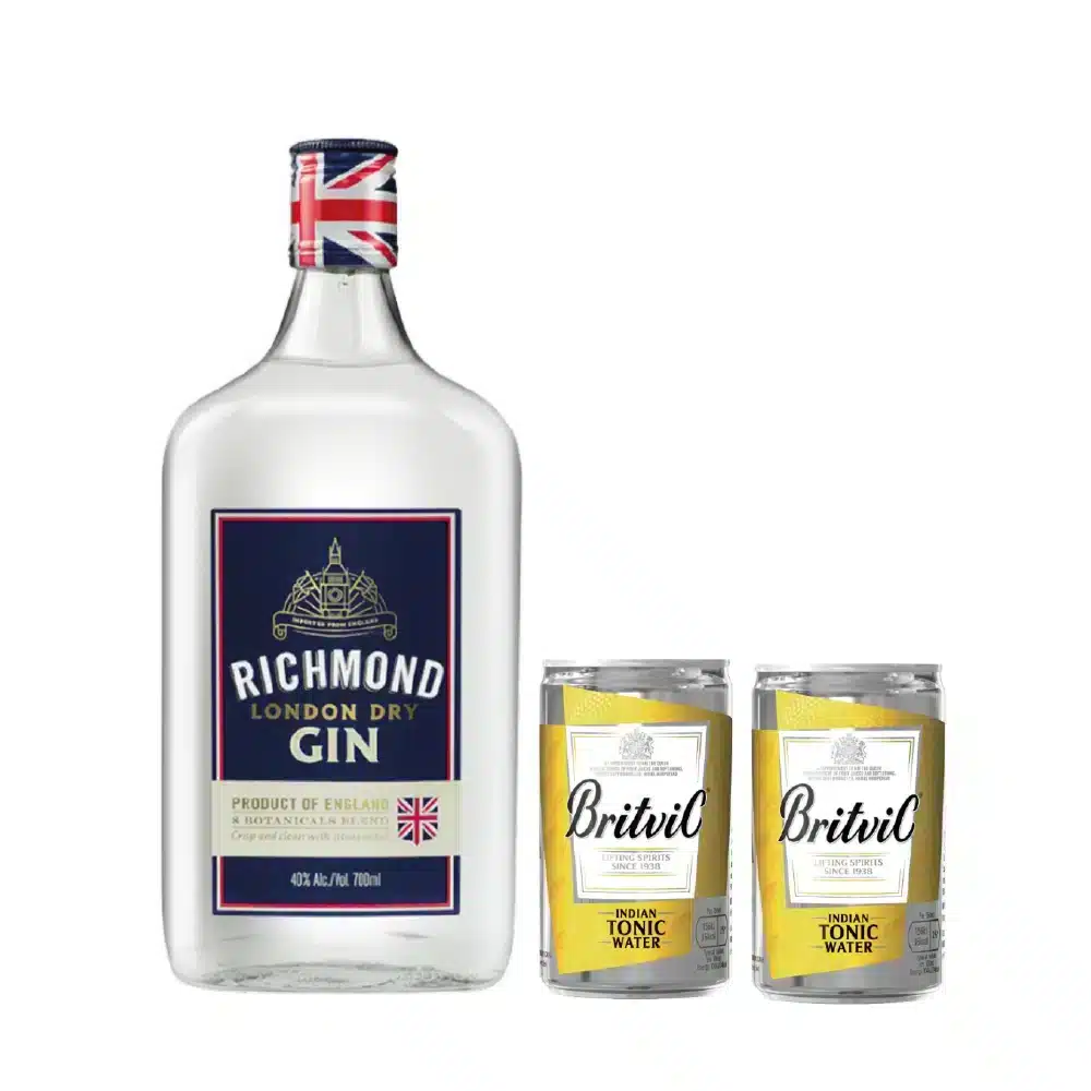 Gin Richmond London 700ml + Agua Tomica Britvic 2 Latas 150ml