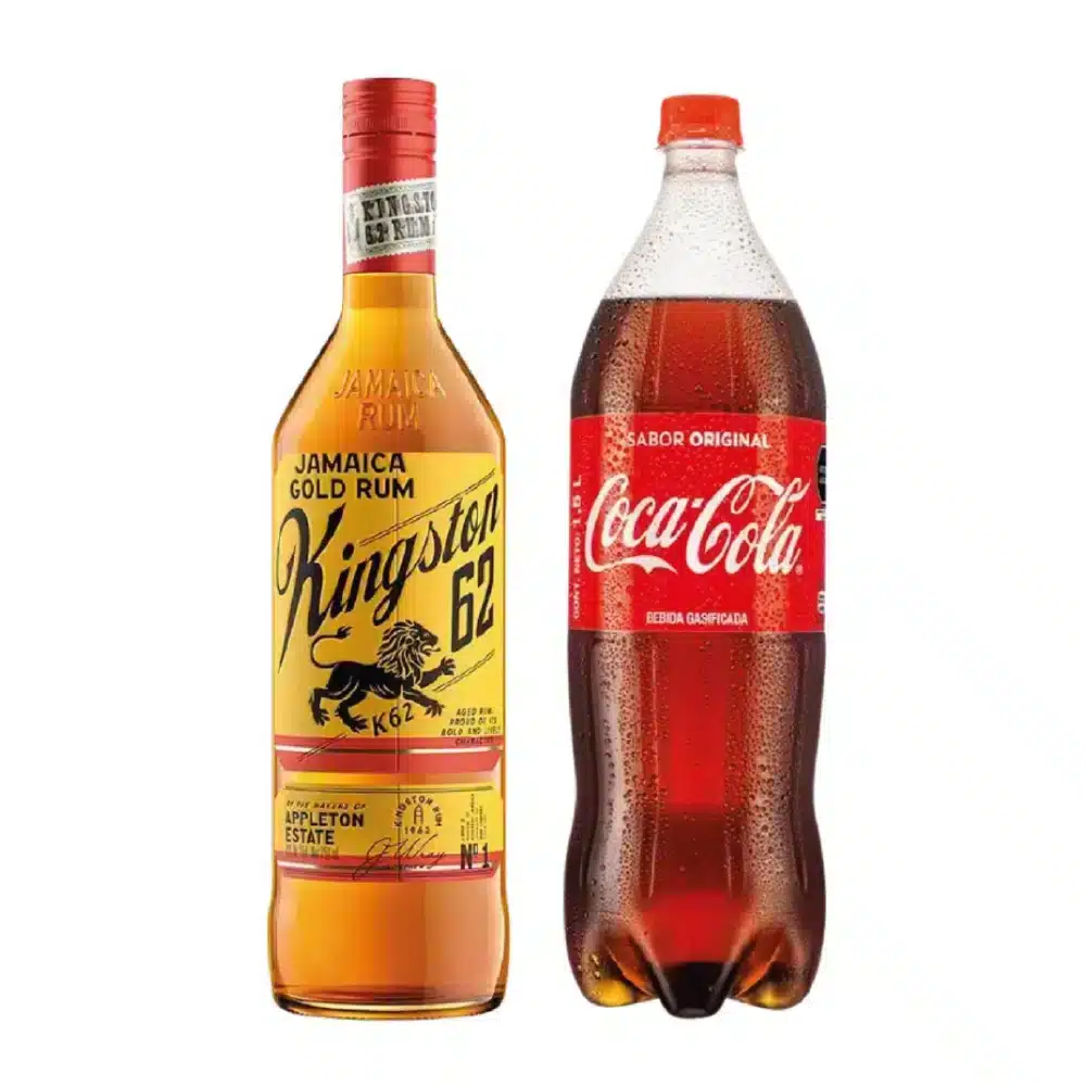 Ron Kingston 62 Gold 1Lt + Gaseosa Coca Cola 1.5 Lt